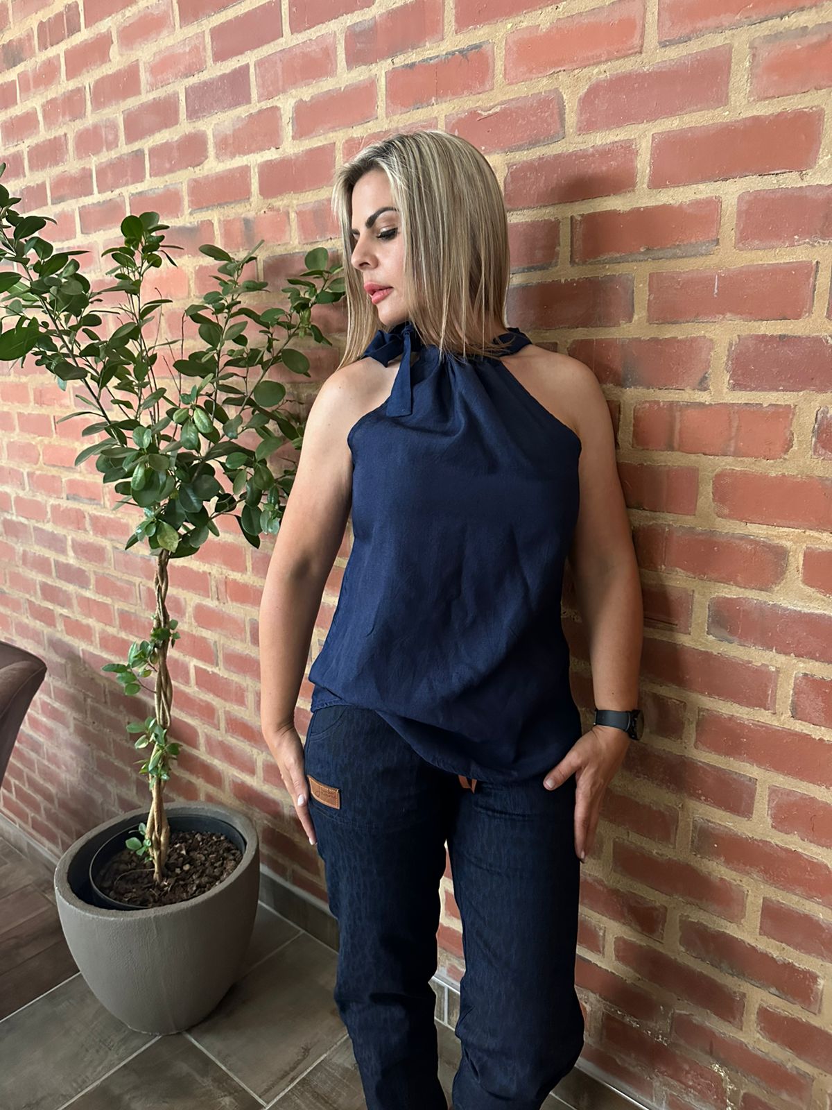 Drawstring Denim Top