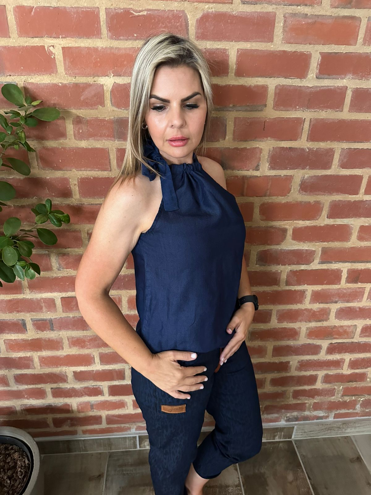 Drawstring Denim Top