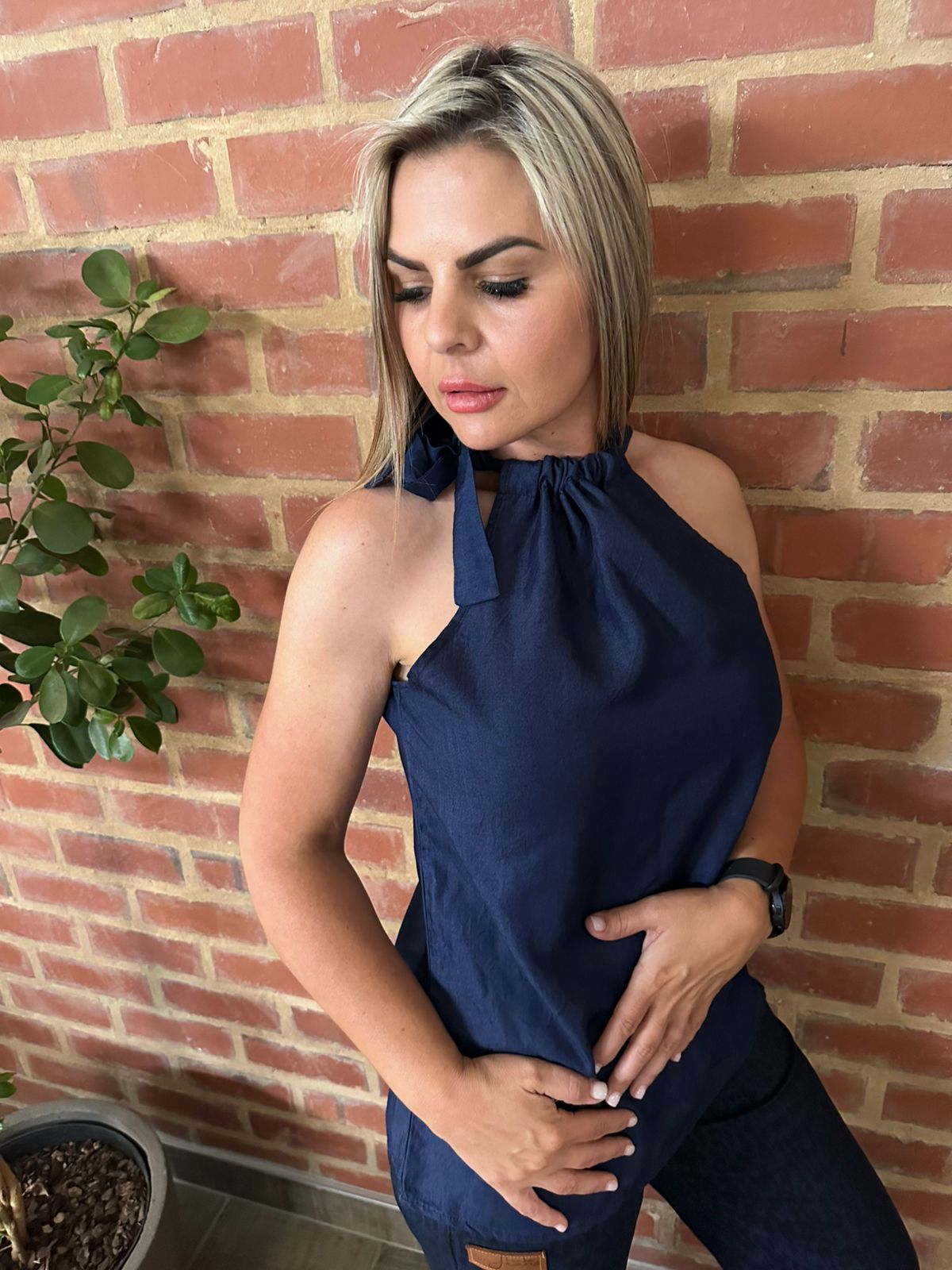 Drawstring Denim Top